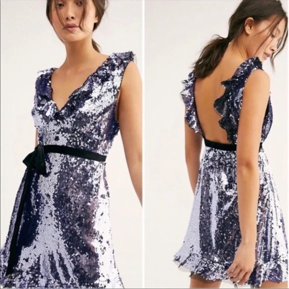 free people sequin siren mini dress Free People Mini Dress Party Bronze Sequin Siren Tribeca Size 10